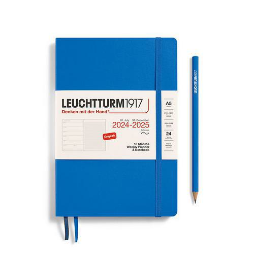 Leuchtturm, Blue, Academic, Art & School, 2025, 18 Month, A5, Medium, Softcover, Weekly, Planner, Notebook, Sky, 816348